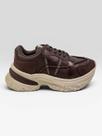 Tênis Casual Chunky Com Recortes Modernos Camurca Plus Marron