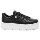 Tênis Casual em Couro Feminino Costura Lateral e Sola Plataforma Leve