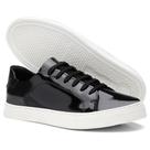 Tênis Casual Feminino Couro Liso Acabamento Verniz Conforto