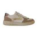Tênis Casual Feminino em Couro Creme Metalizado Marina Mello