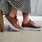 Tênis Casual Feminino Em Couro Legítimo Parvas Flat