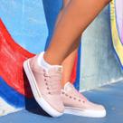 Tênis Casual Feminino Pizon Chunky, Branco Preto e Rosa, Confortável com Solado Antiderrapante para Uso Diário Moda Estilo Urbano, 34 ao 40