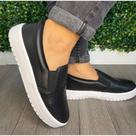 Tenis Casual Feminino Slip On Calce Facil Confortavel Leve Moda Moleca 5791.118 - Preto