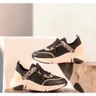 Tenis casual feminino sneaker chunky animal print preto modare