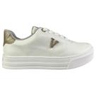 Tênis Casual Feminino Via Marte Flatform Napa Moda Conforto Cor:Branco/GoldTamanho:35 Tênis Casual Feminino Via Marte Flatform Napa Moda Conforto Cor:Branco/GoldTamanho:35