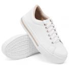 Tênis Casual Liso Feminino Sola Borracha Fecho Cadarço