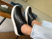 Tenis Casual Masculino Couro Premium Moderno Solado Costurado