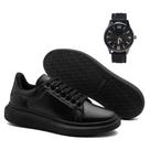 Tenis Casual Masculino Sola Alta Oversize Plataforma Ajuste Em Cadarço e Relógio