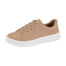 Tênis Casual Moleca Feminino Couro Básico Conforto Bege