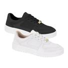 Tênis Casual Moleca Feminino Couro Costura Conforto