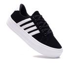 Tênis Casual Nobuck Juliette Preto Listas Brancas Tênis Casual Nobuck Juliette Preto Listas Brancas