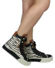 Tênis Casual Urban Boot Animal Print Zebra E Preto - Legut