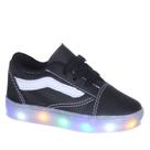 Tenis com Sola com Luz que Pisca Preto Infantil Masculino Listrado