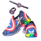 Tenis de criança Infantil Juvenil com Luz Led Meninos America Azul Calce Facil