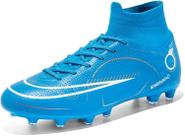 Tênis de futebol masculinos de futebol com pontas longas, couro e borracha