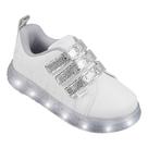Tênis de Led Infantil Menina Sneaker Luz Branco/Prata - Pampili