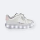 Tênis de Led Pampili Sneaker Luz Branco Com Laço Holográfico