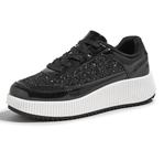 Tênis de plataforma LUCKY STEP Rhinestone, moda feminina