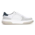 Tênis Democrata Denim Beat Pulse Camurça Branco Cinza e Azul - Masculino