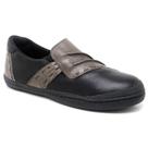 Tenis Em Couro Graxo Nuvem/Graxo Preto Com Solado De Borracha