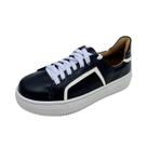 Tênis em Couro Nori Azul Marinho com Branco - Amo Calçados