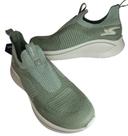 Tênis feminino adrun 10604 sola eva sem cadarço tecido menta e bege