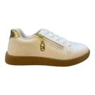 Tenis Feminino Beira Rio Casual Conforto Zíper Croco Metalizado Rerô 4313.209 Branco