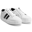 Tênis Feminino Branco com Detalhe Preto e Sola Baixa