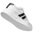 Tênis Feminino Branco Sola Alta com Listras Preto