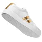 Tênis Feminino Branco Sola anti-Derrapante com Listras Douradas