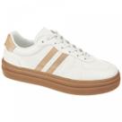 Tenis Feminino Casual Bebece T2111-044 Branco e Dourado