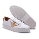 Tênis Feminino Casual Branco Detalhe Estrela Gliter