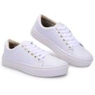 Tênis Feminino Casual Conforto com Cadarço Solado Branco