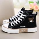 Tênis Feminino Casual De Lona Respirável E Fofo, Cano Alto, Vulcanizado, Esportivo, Sapatilhas,