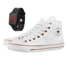 Tenis Feminino Casual Star Cano Medio Confortavel Relogio Led