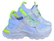 Tênis Feminino Chunky Branco-Amarelo Limão S6130 Tênis Feminino Chunky Branco-Amarelo Limão S6130
