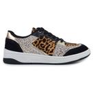 Tênis Feminino Cravo e Canela Couro Preto Animal Print 1607
