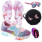 Tenis Feminino De Led Calce Facil Refletivo Infantil Sereia + BolsaP Chinelo Oculos Relogio