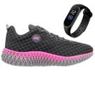 Tenis Feminino Esporte Com Cadarço Academia Caminhada Conforto Com Relógio