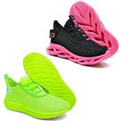 Tênis Feminino Esportivo 2 Pares Modelos Diferentes Verde/Rosa