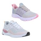 Tênis Feminino Esportivo Caminhada Academia Confortável Kit Nude/Cinza 37