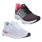 Tênis Feminino Esportivo Caminhada Academia Confortável Kit Nude/Preto 36
