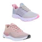 Tênis Feminino Esportivo Caminhada Corrida Confortável Kit Cinza/Rosa 35