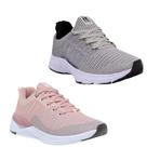 Tênis Feminino Esportivo Caminhada Corrida Confortável Kit Rosa/Cinza 37