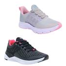 Tênis Feminino Esportivo Caminhada Fitness Confortável Kit Cinza/Preto 36