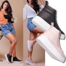 Tenis Feminino, Kit 2 Pares, 1 Bota Preta + 1 Bota Rosa, Sola Borracha Antiderrapante, Moda e Estilo. Tenis Feminino, Kit 2 Pares, 1 Bota Preta + 1 Bota Rosa, Sola Borracha Antiderrapante, Moda e Estilo.