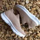 Tênis Feminino Meia Malha Knit Nude Bege Sem Cadarço Confort Tênis Feminino Meia Malha Knit Nude Bege Sem Cadarço Confort