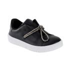 Tênis Feminino Moleca Casual Preto Fumê Cadarço Brilhante