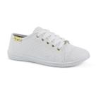 Tênis Feminino Moleca Detalhes Dourados Com Cadarço Branco