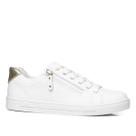 Tenis Feminino Pegada 211163-01 em Couro Branco e Dourado